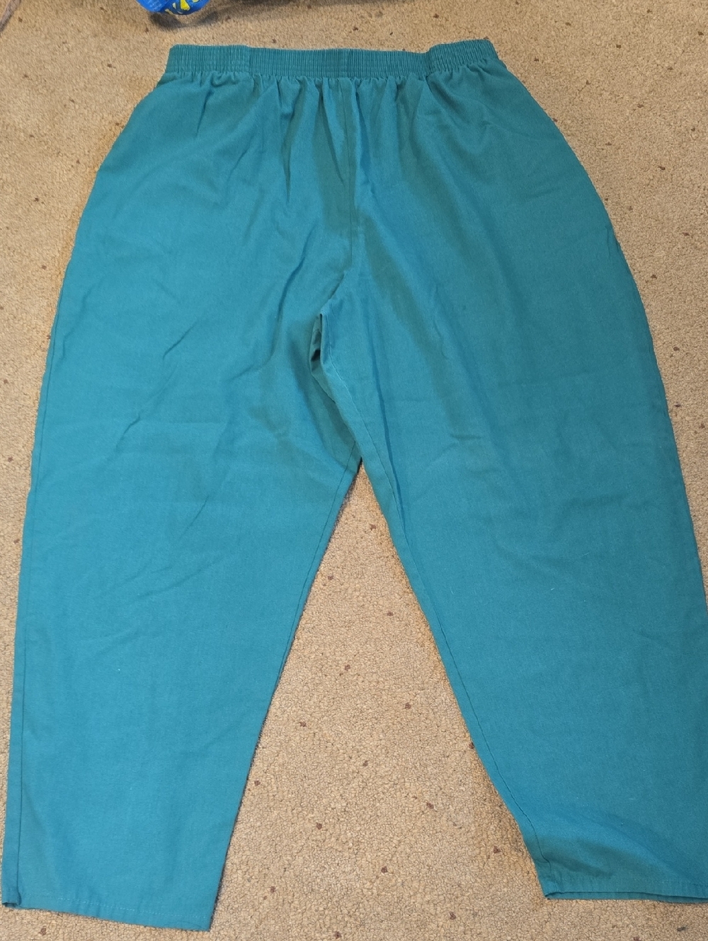 Teal Elastic Waist Straight Leg Pants